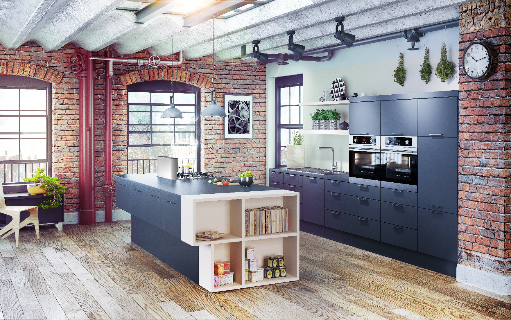 Wizualizacja 3D kuchni loft Hofemeier